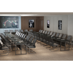 Krzesła Berlin (50 szt ) Stół konferencyjny 828x414cm Twist C50 na 50 osób